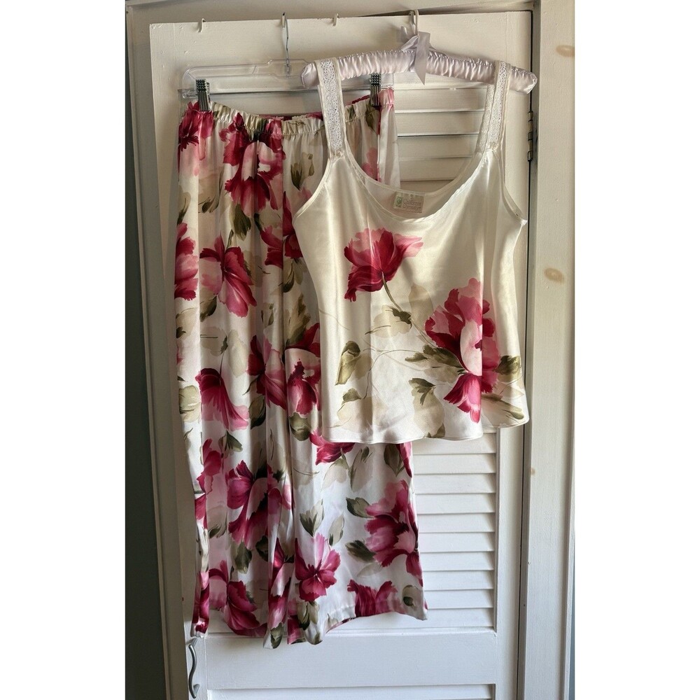 VTG California Dynasty Lounge Set XL Liquid Satin Cami Top Pajama Pants Coquette